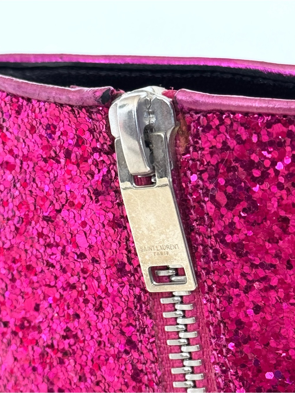Saint Laurent "Babies" glitter ankle boots in hot pink from the F/W 14 Runway - Picture 8 of 12